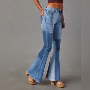 Vervet Melissa Patchwork High Rise Bell Bottom Jeans Sz 25
